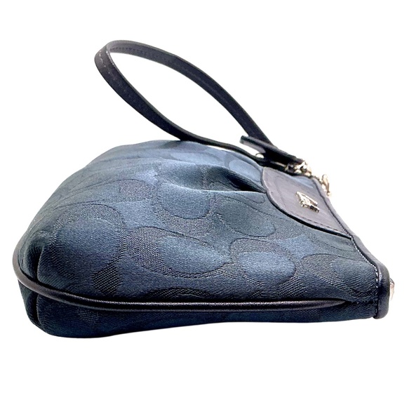 Vintage COACH Signature Wristlet Canvas Leather Blue Large - Picture 4 of 6